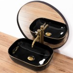 Накладной умывальник Rea Belinda Black Gold Edge